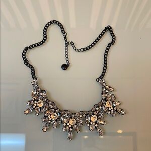 Joe Fresh Black and Silver Statement Necklace with Cascading Gemstones